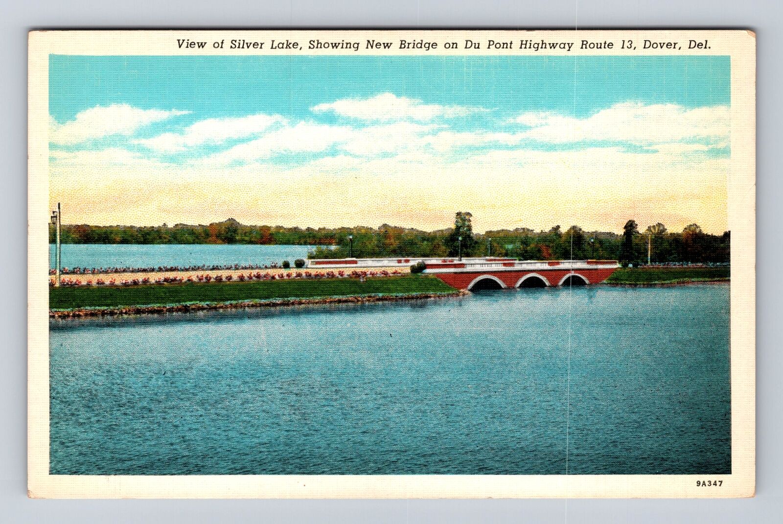 Dover DE-Delaware, Silver Lake, New Bridge, DuPont Highway Vintage Postcard
