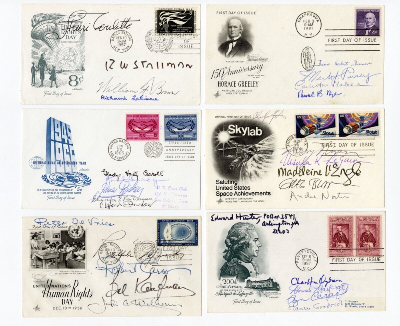Authors Signed cachet Envelopes (7 / 30+) incl. Pulitzer Winners
