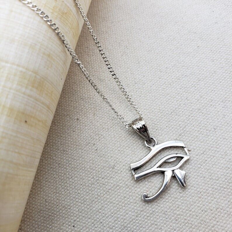 Powerful Eye of Ra Protection Necklace - Egyptian Silver (Made in Egypt)