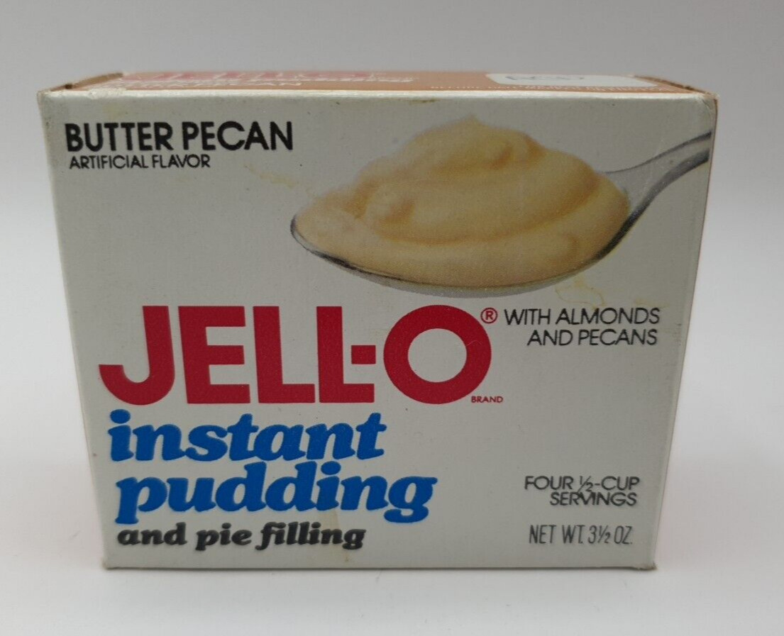 Vintage 1980’s Jello Butter Pecan Instant Pudding Pie Filling Sealed UNOPENED