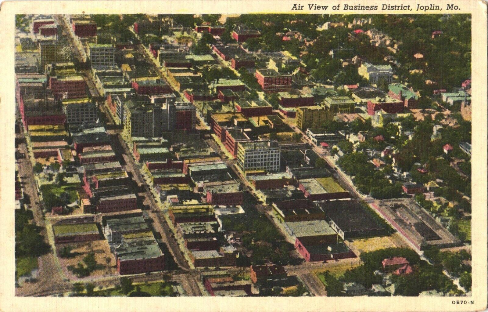 Air View of Business District, Joplin, Missouri Postcard
