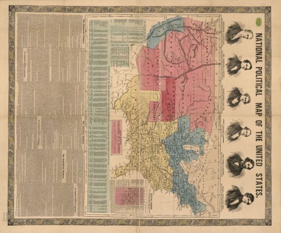 1856 Map | National Political Map of the United States | Administrative and Poli
