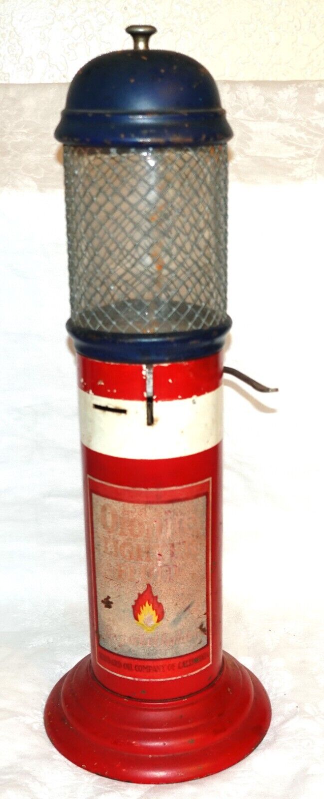 1930s Oronite Lighter Fluid Dispenser Coin Op Machine 16” Tall Standard Oil