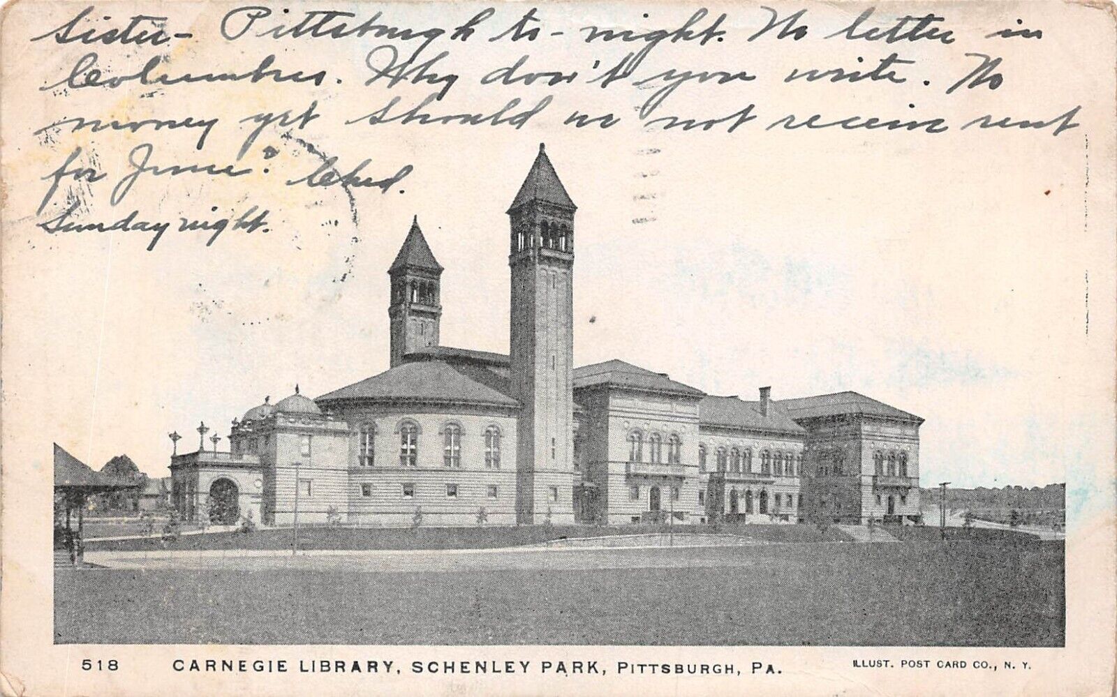Pittsburgh Pennsylvania Carnegie Library 1901 UDB Postcard