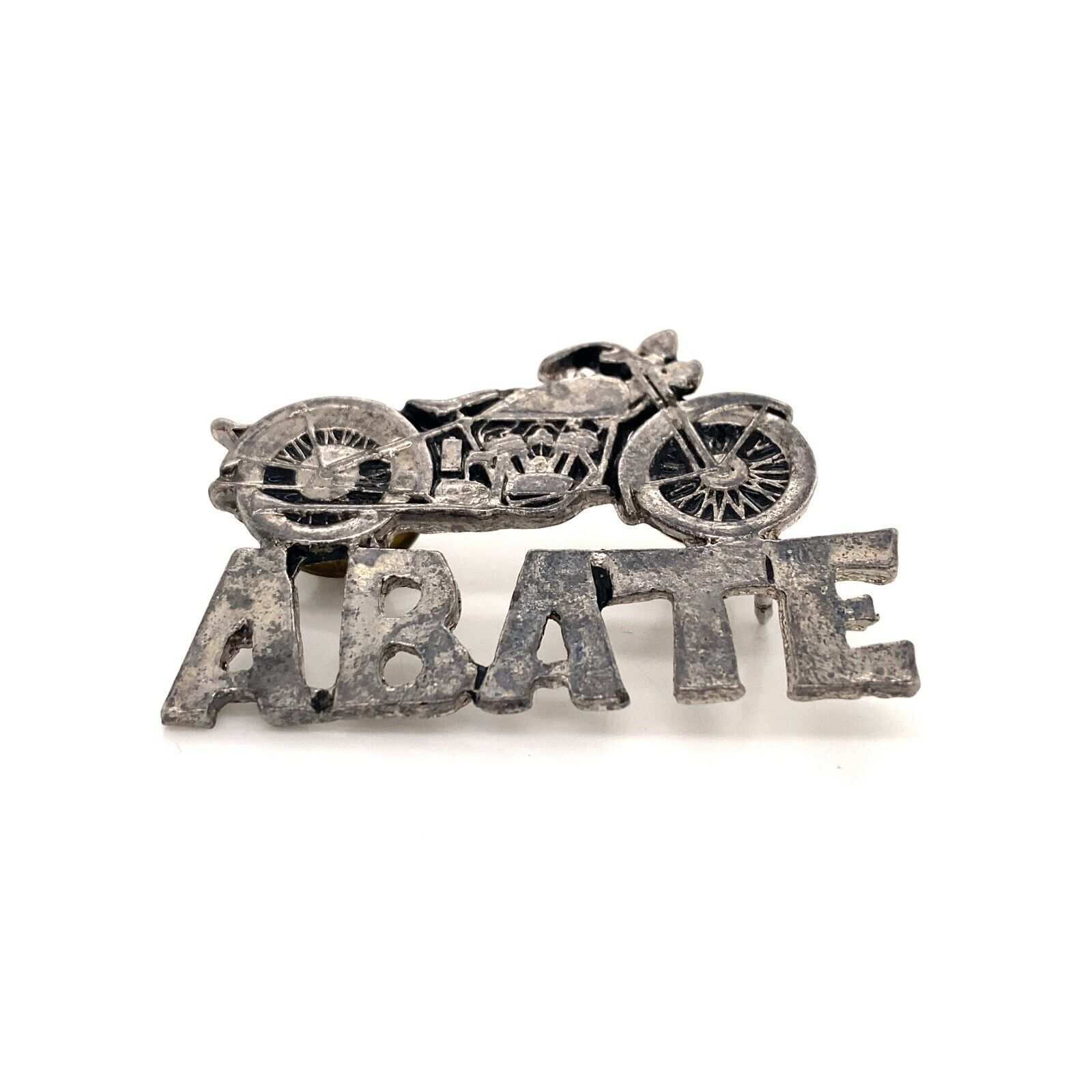 VTG Estate Abate Motorcycle Silver Plate Double Post Motorcycle Vest Jacket Pin