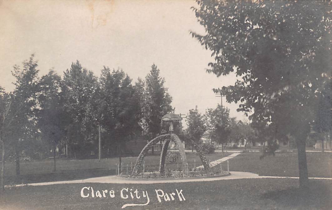 City Park CLARE Michigan RPPC Antique Real Photo Postcard Isabella County 1940s