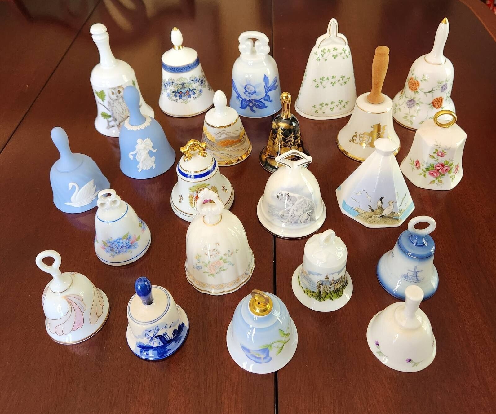 Large Collector Bell Lot, 22 China - Porcelain Bells, Vintage 1980\'s, Ex Cond