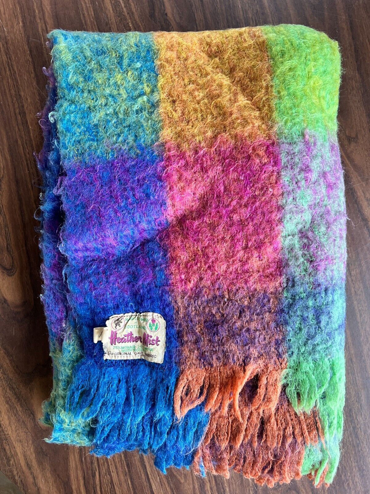 Vintage Heather Mist Mohair Blanket 72x48 Hand Loomed Scotland GREAT COLORS