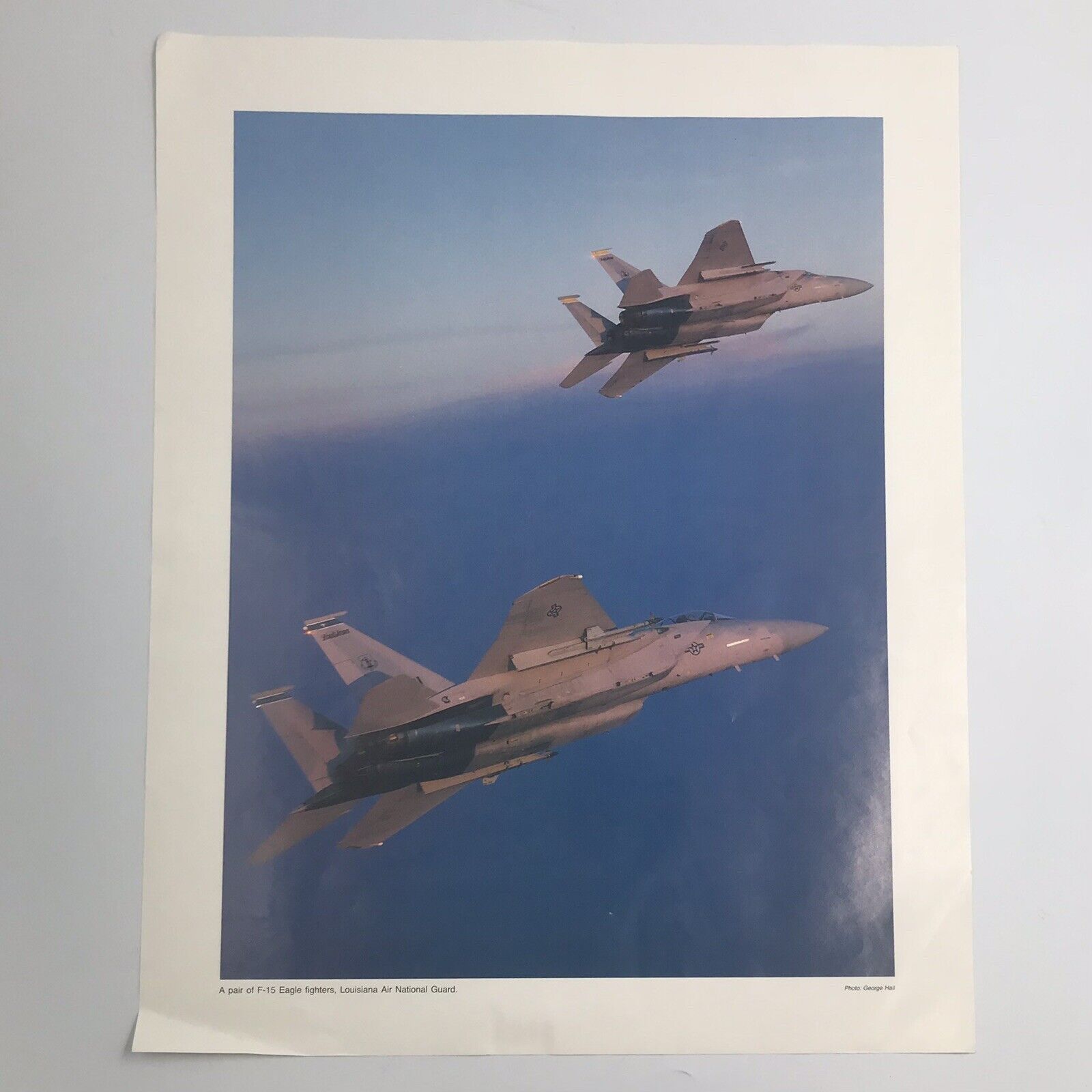 Vintage F-15 Eagle Sunset Print 16 in x 20 in Photo by George Hall 80's Jets