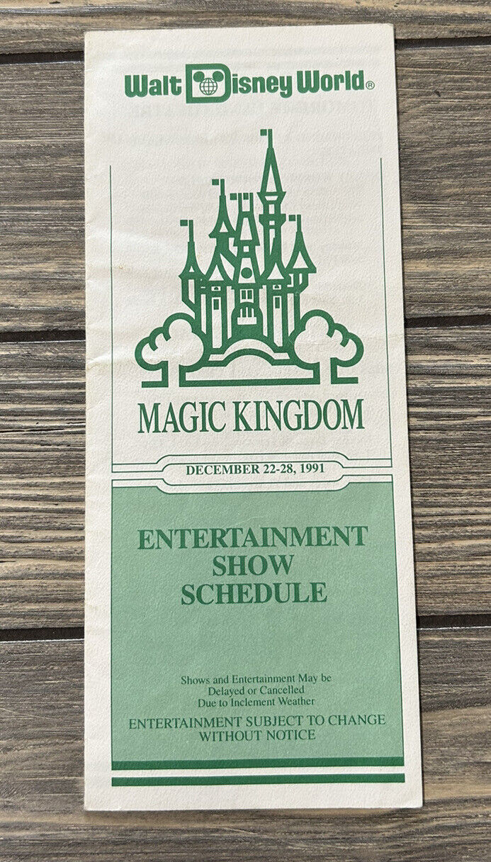 Vintage 1991 December 22-28 Walt Disney World Magic Kingdom Entertainment Show
