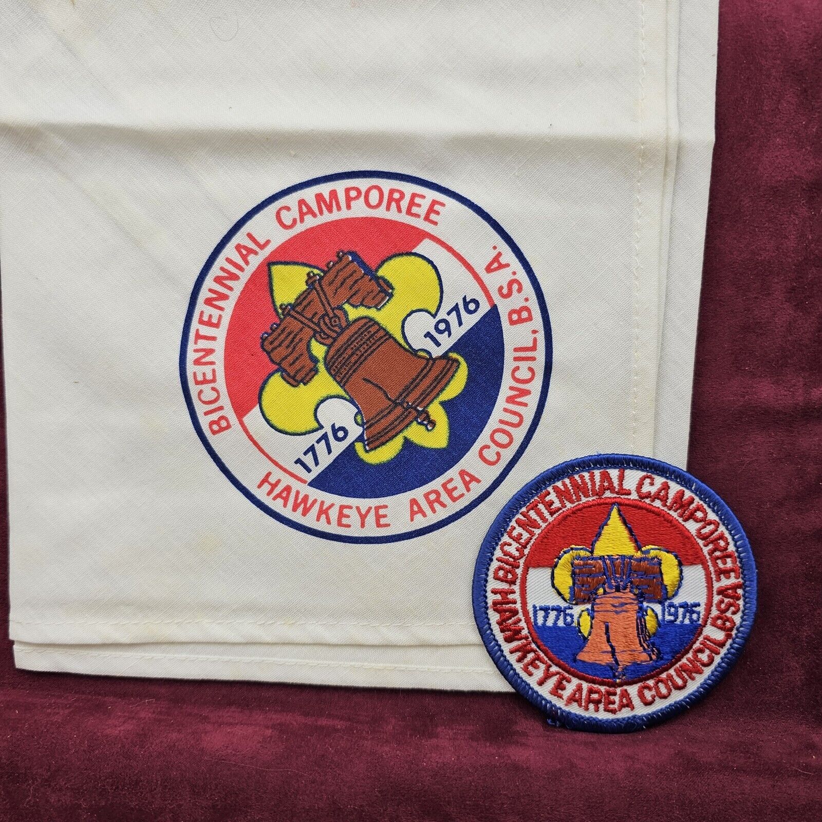 BSA Vintage Bicentennial Camporee Hawkeye Area Council Neckerchief Patch Set