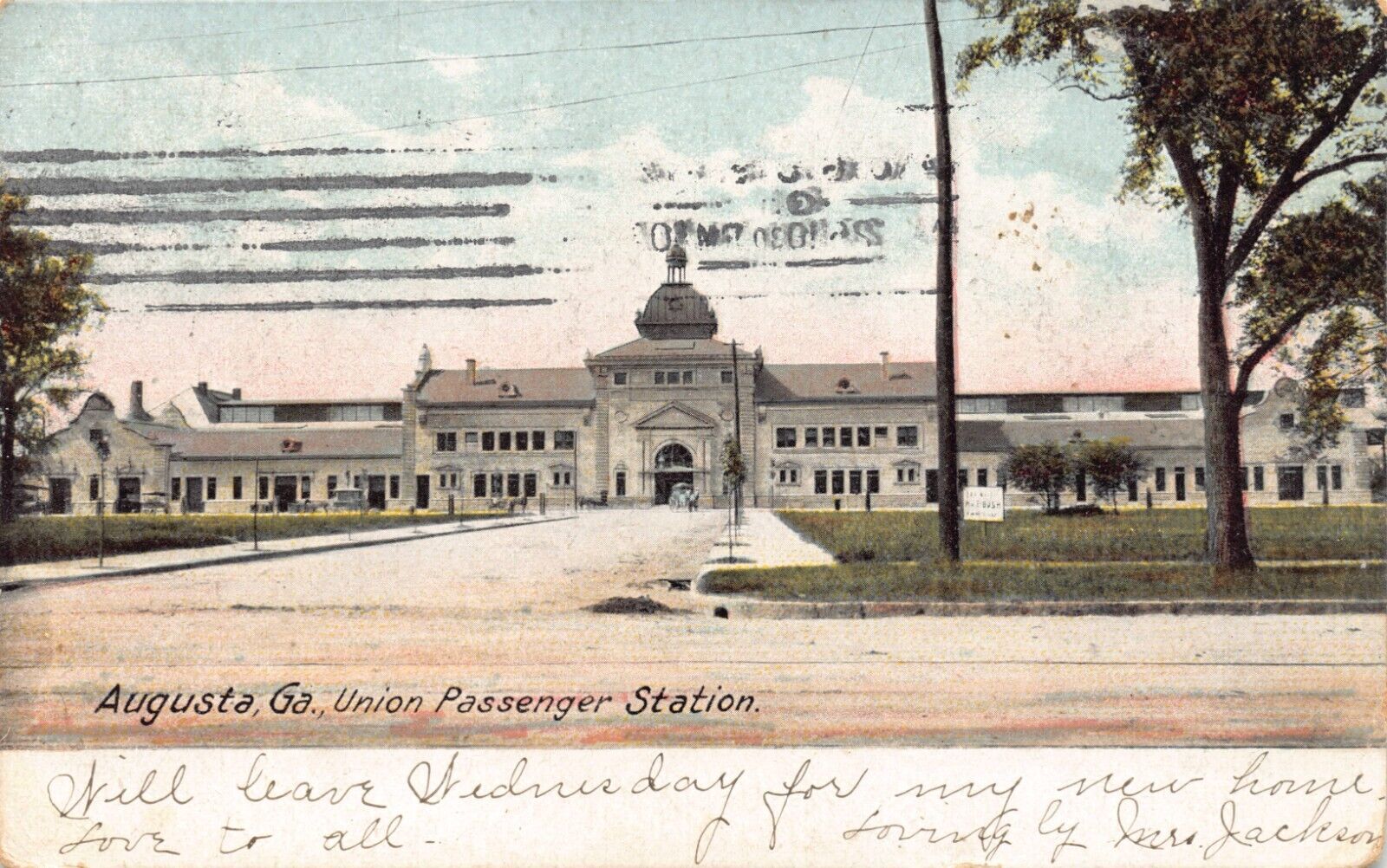 GA~GEORGIA~AUGUSTA~UNION PASSENGER STATION~MAILED 1907