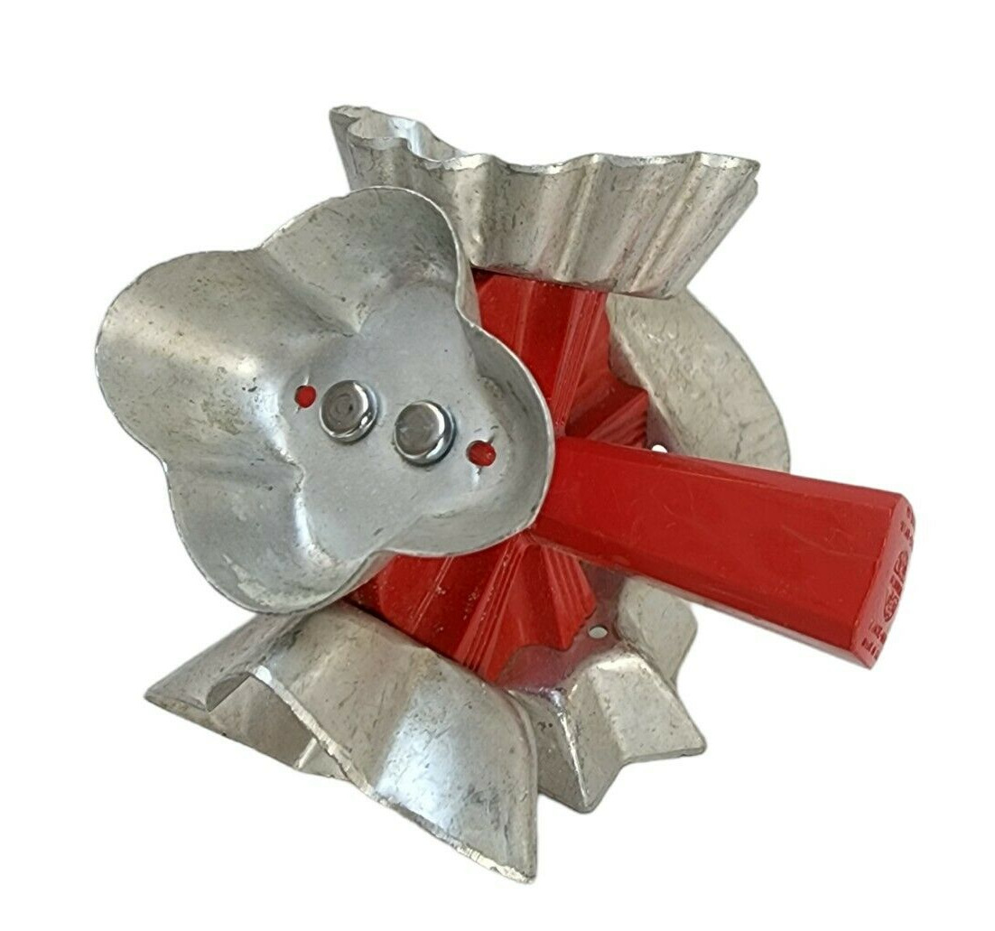 Wear-Ever Red Rolling Cookie Cutters Vintage Aluminum 5 Shapes 1950\'s Heart