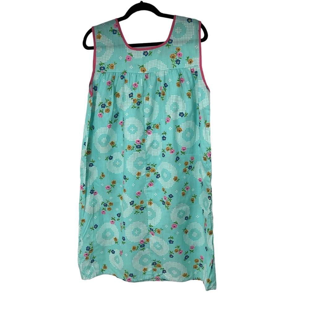 Vintage 60’s Turquoise Floral Smocked Apron