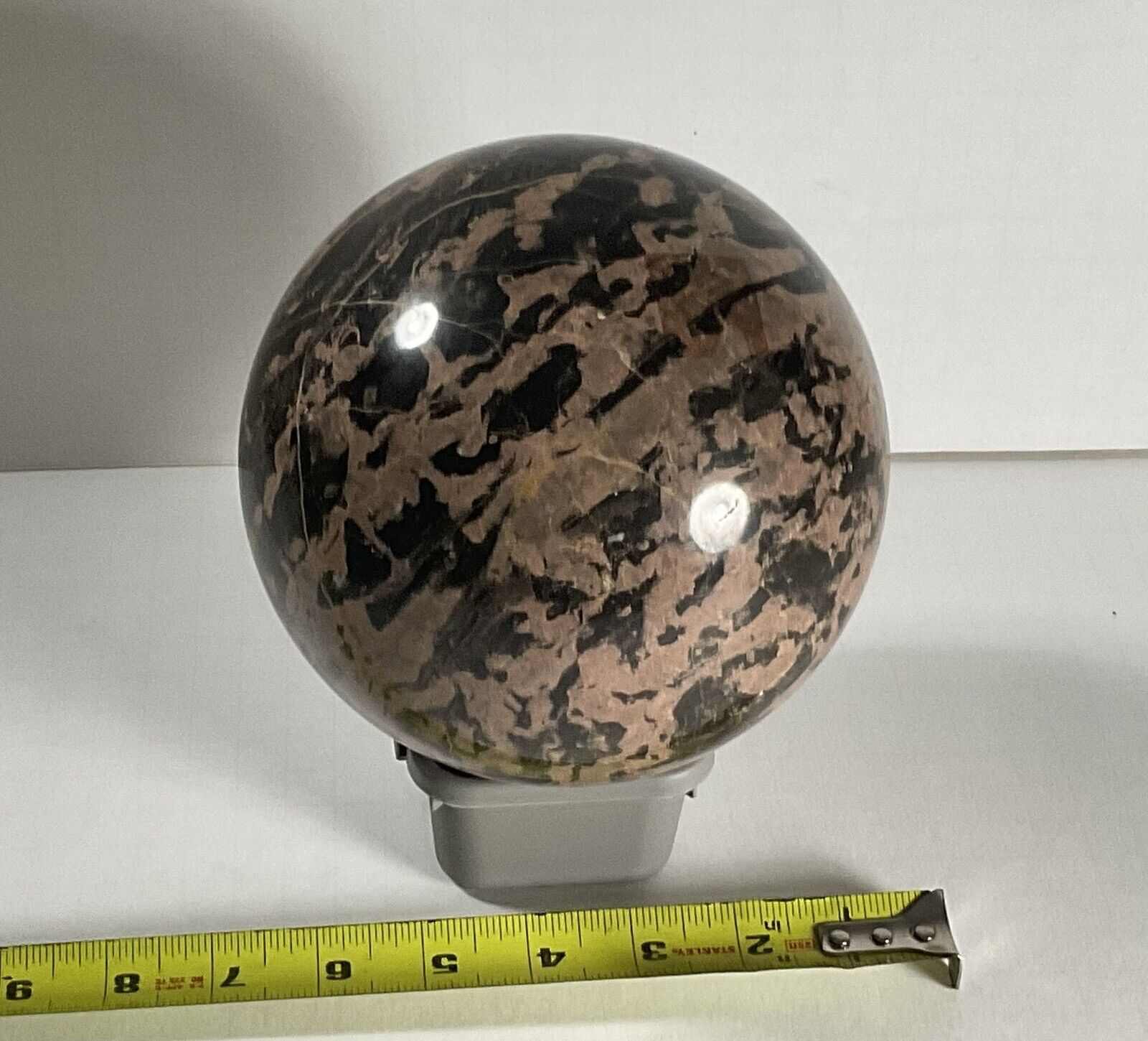 6” Black & Tan Polished Jasper Stone Orb Sphere - 4766g