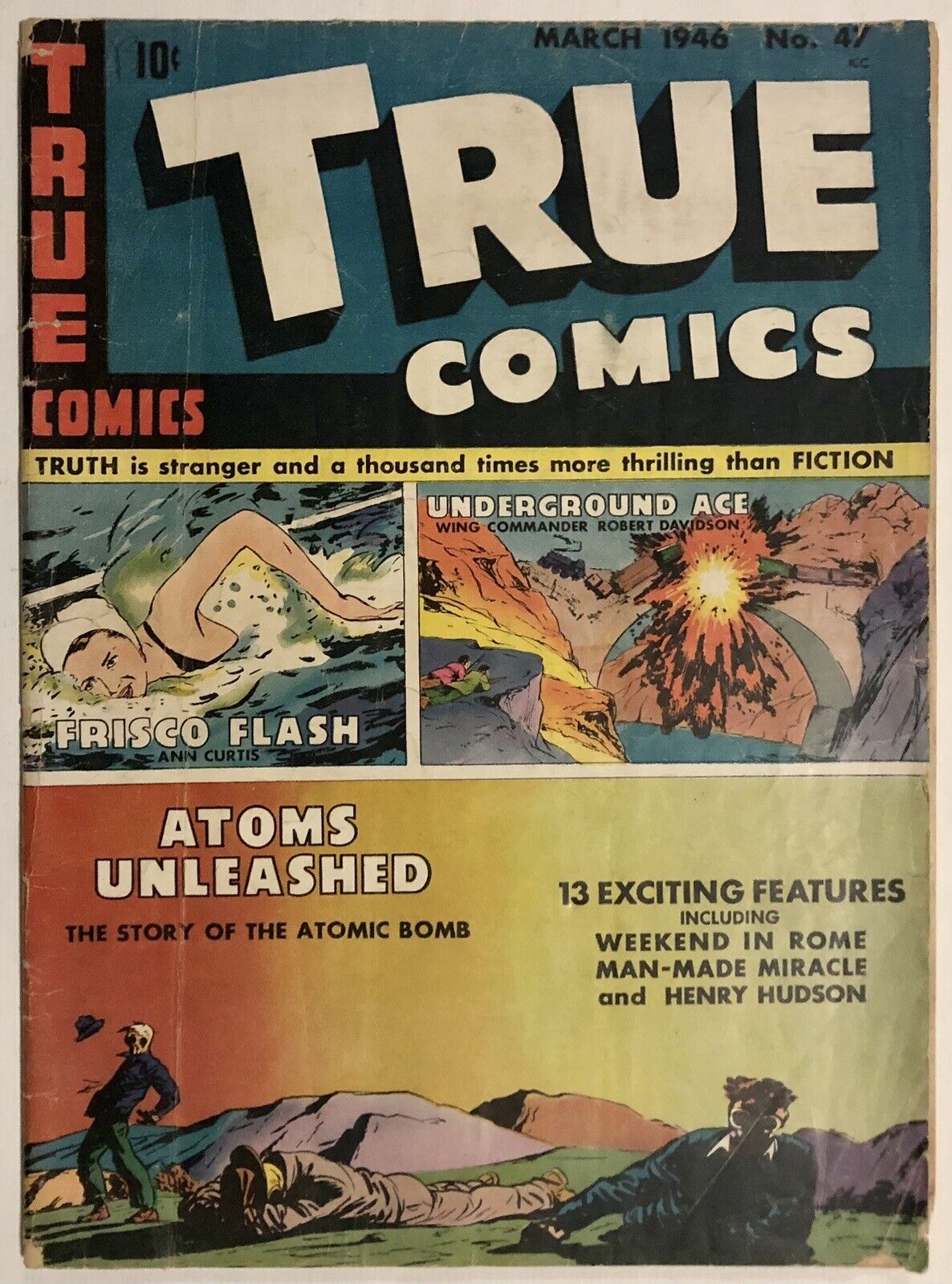 TRUE COMICS #47 VG- 3.5 Golden Age 1946 War Comic Book 