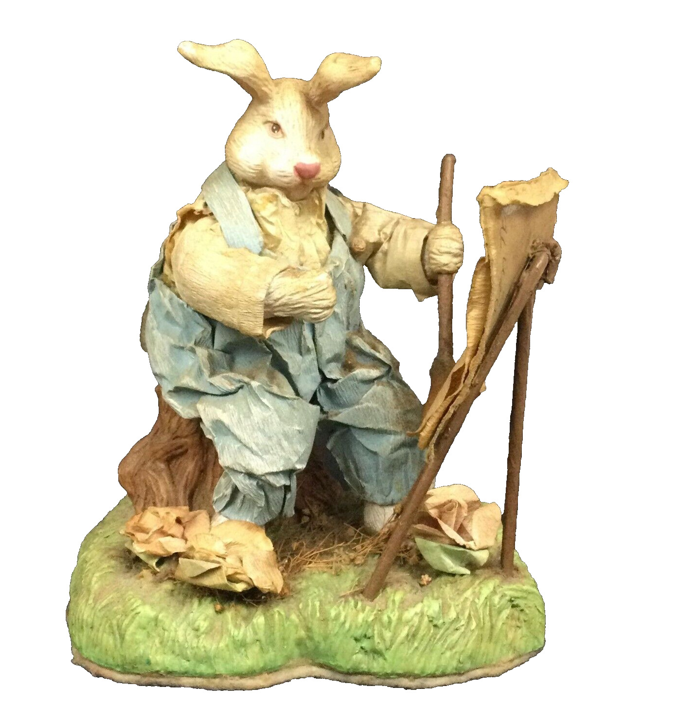Vintage Paper Mache Folk Art Rabbit Bunny Artist Paint Signed Easter Whimsical