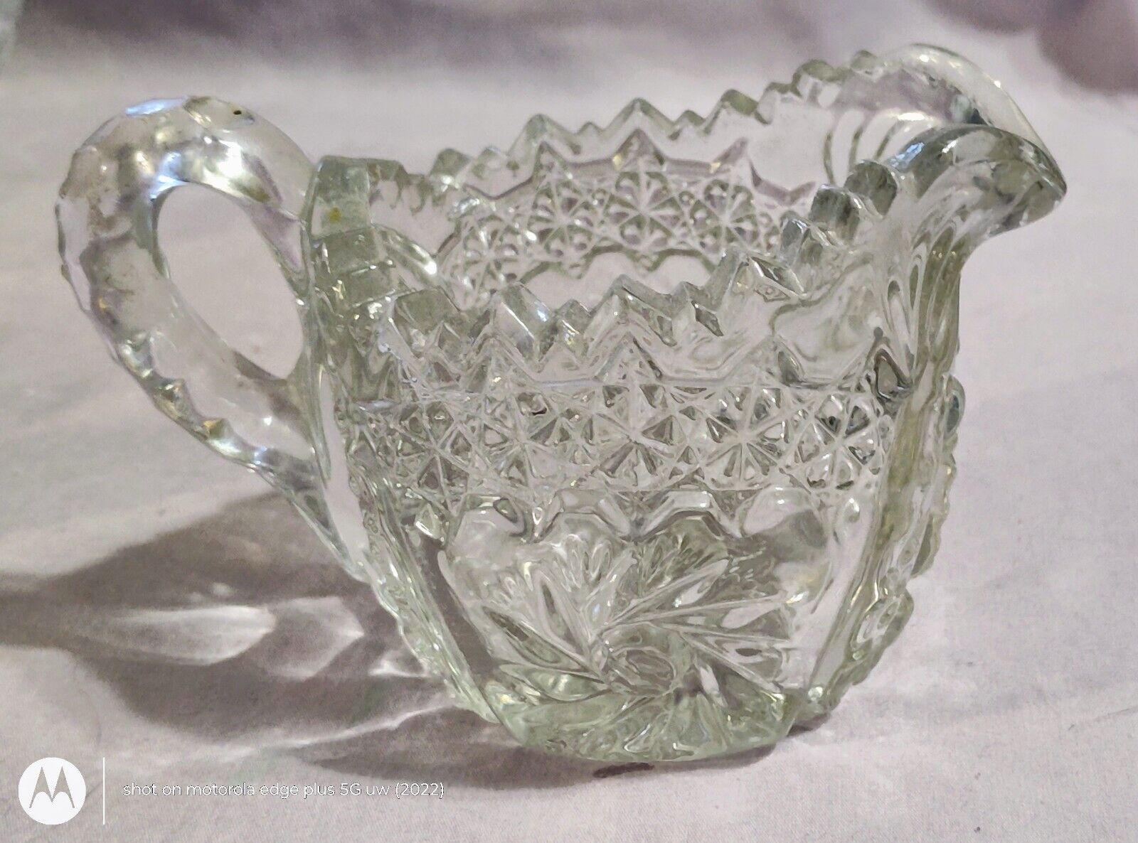 Early 1900s Antique EAPG Creamer, Comet in the Stars Pattern, by US Glass in EUC