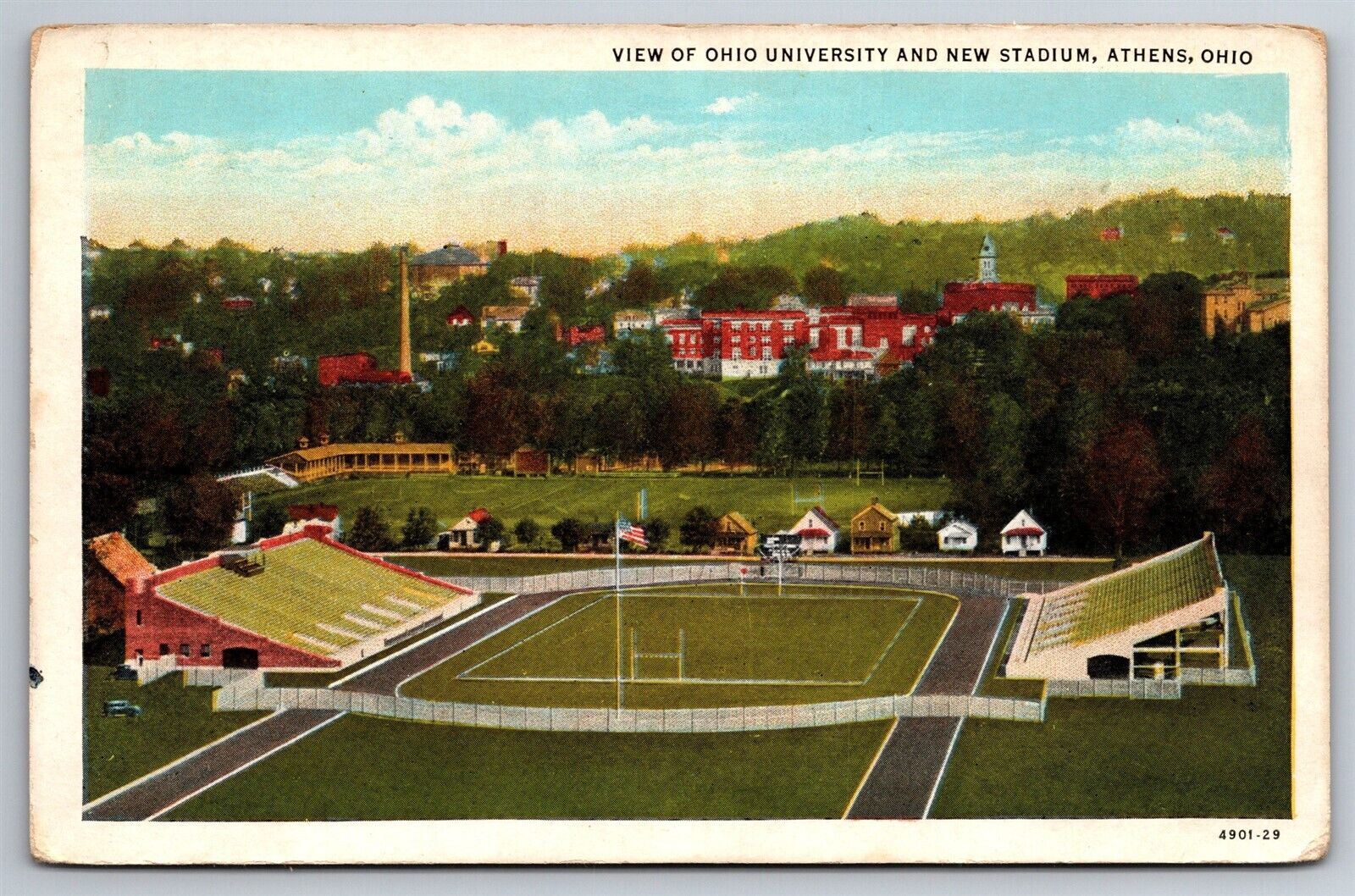 New Stadium Ohio University Birdseye View Athens Ohio C1925 WB Postcard K23