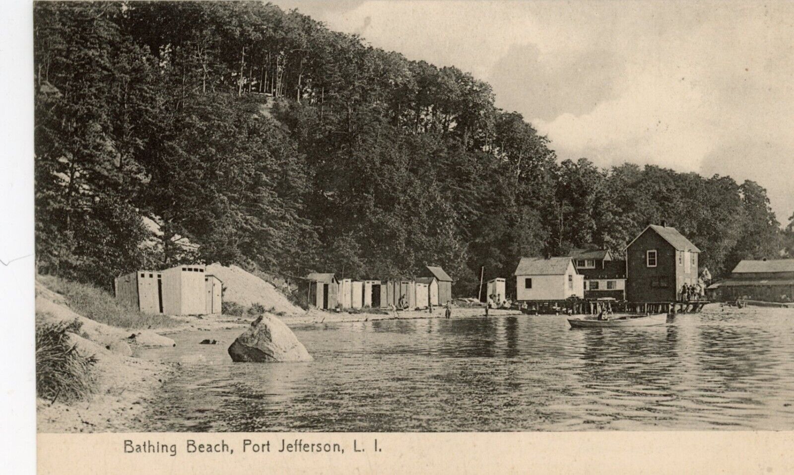 circa 1910 Port Jefferson Long Island NY  postcard, Bathing Beach