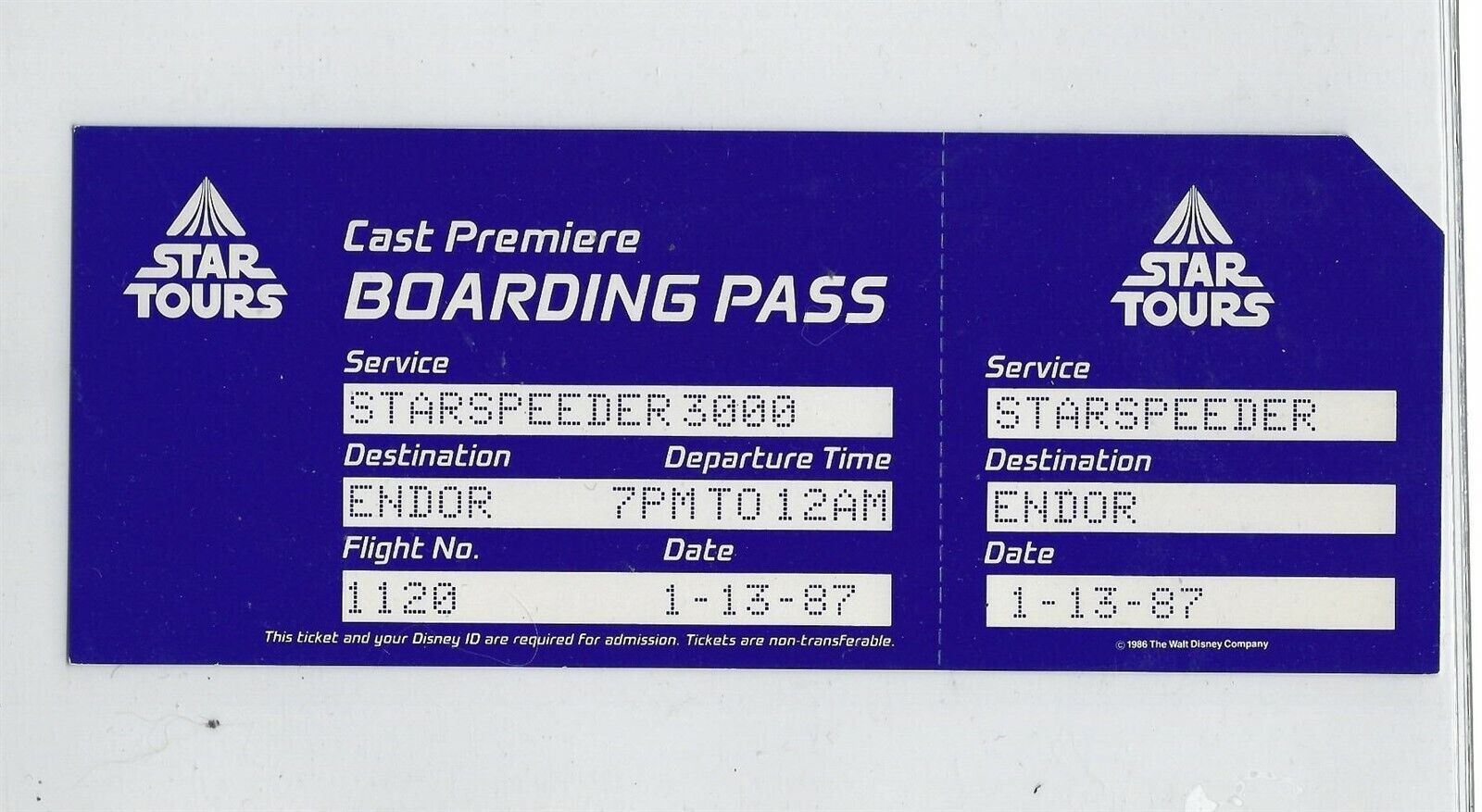 Star Wars STAR TOURS CAST PREMIERE tickets set (1/12/87-1/16/87) very very rare