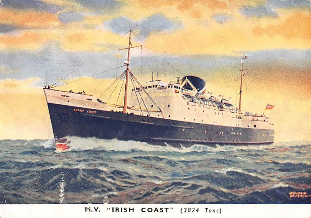 MV IRISH COAST AT SEA, COAST LINES LTD, ARTIST IMAGE used Ireland 19