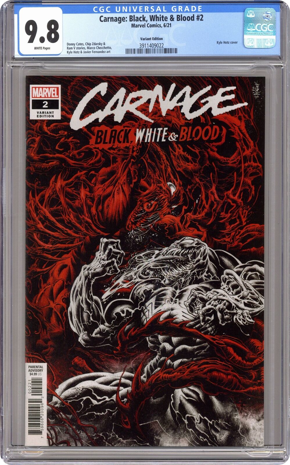 Carnage Black, White and Blood #2B Hotz Variant CGC 9.8 2021 3911409022