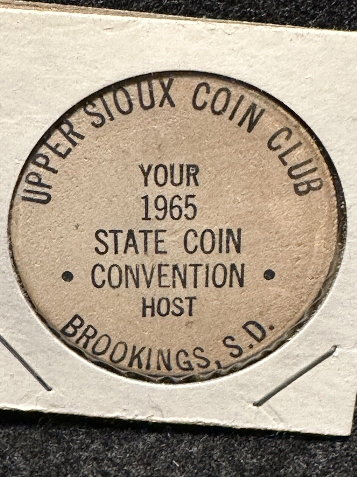 Brookings, SD 1965 Upper Sioux Coin Club Dickel Token Wooden Nickel