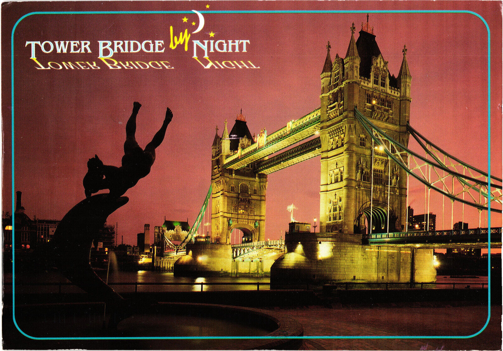 Tower Bridge by Night London Postcard Posted Princess Diana Stamp 1994