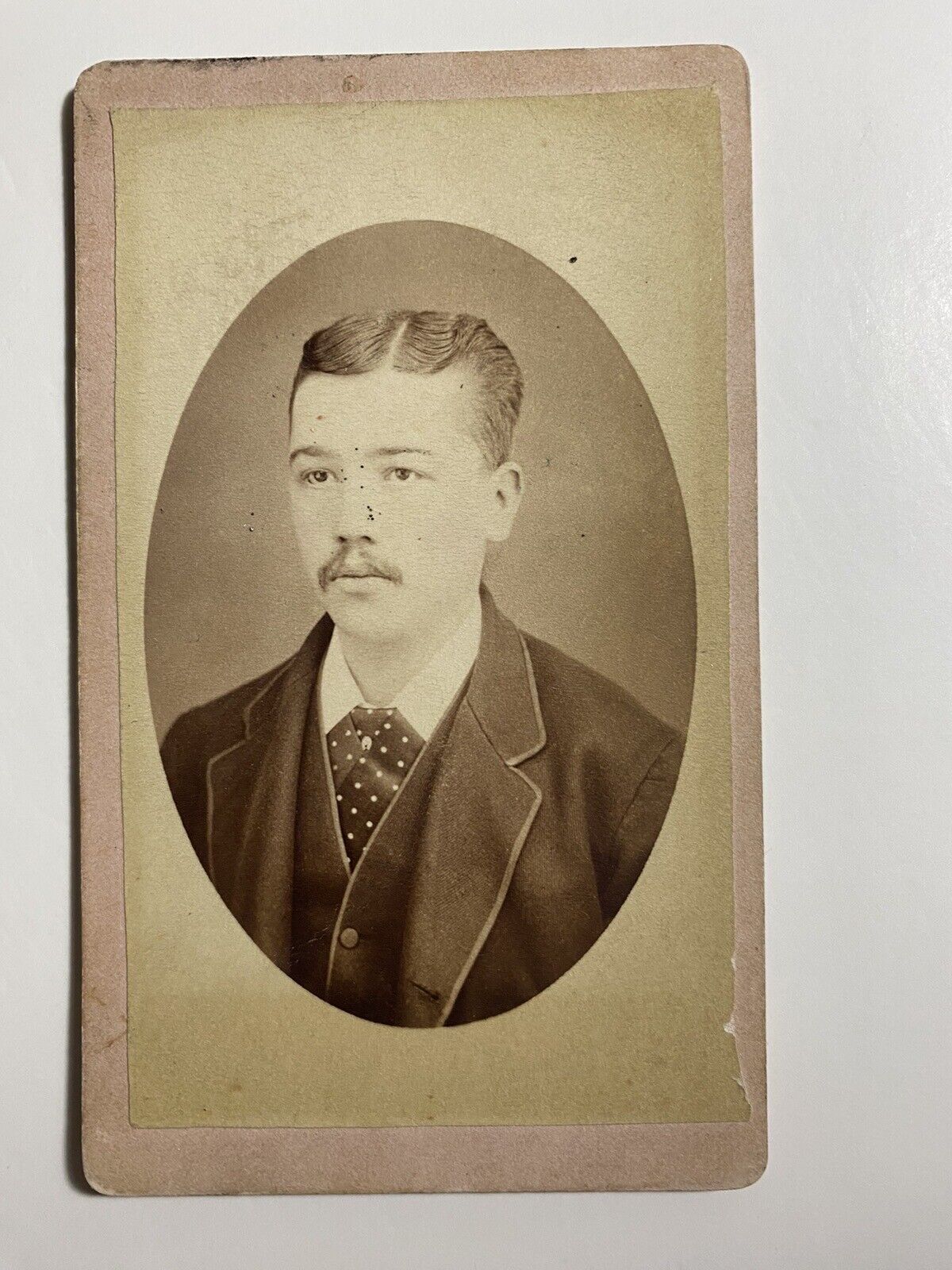 Vintage 1890 Carte De Visite CDV Man With Mustache Wearing Victorian Garment 