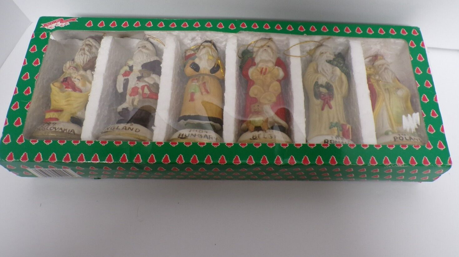 Vintage Porcelain Santa ornaments set pf 6 (Santas from Around the World)