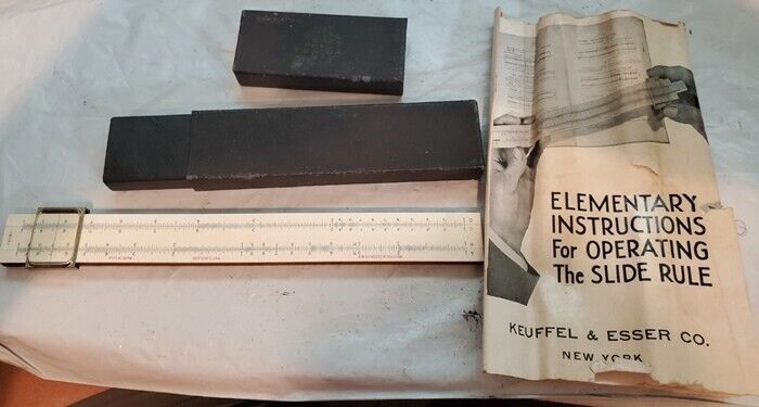 Vintage KEUFFEL ESSER K&E Favorite Slide Rule 4056 w Original Case & Instruction