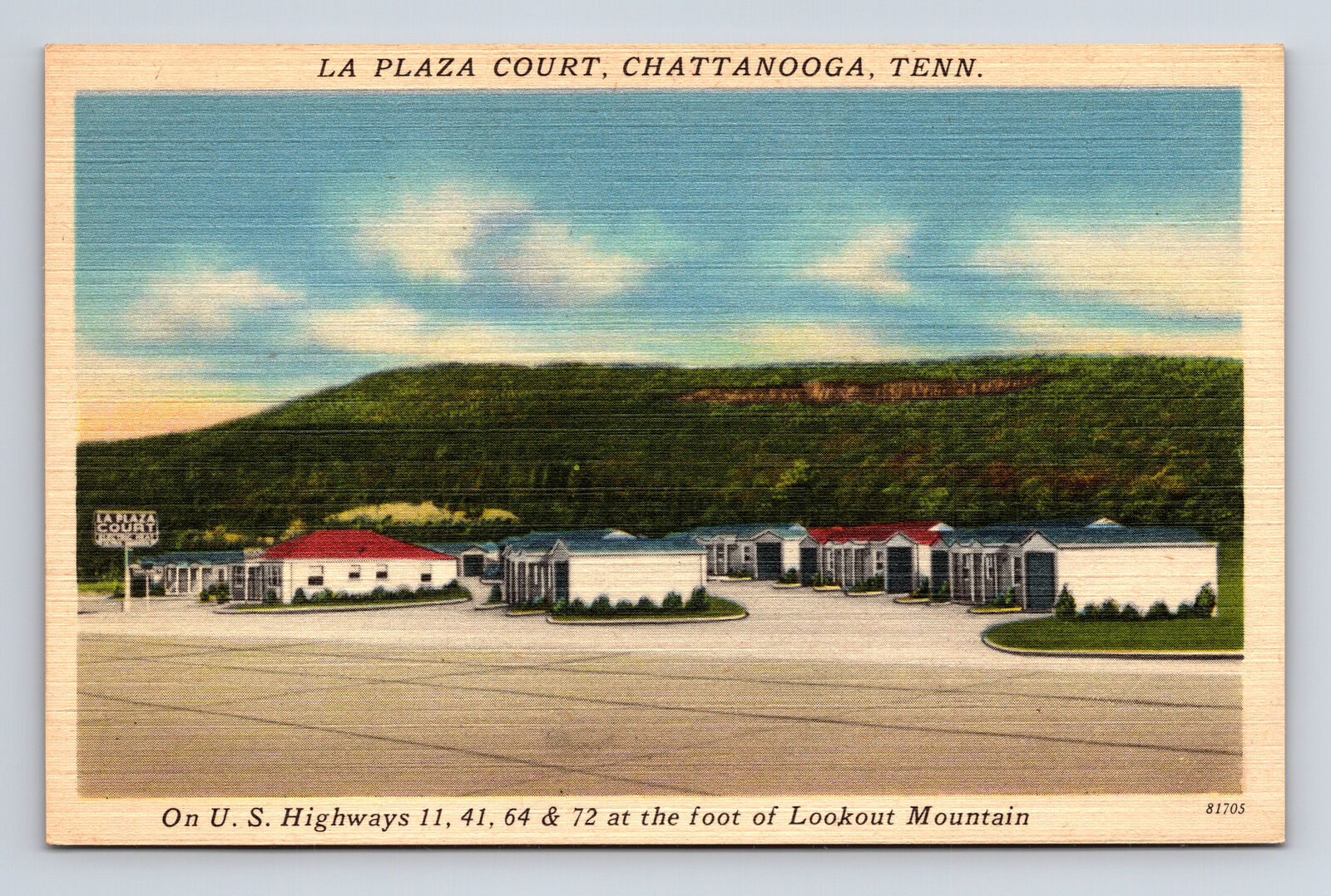 La Plaza Court Motel Lookout Mountain Chattanooga TN US Hwy 11 Postcard