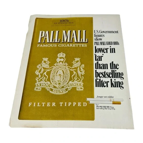 1970 Pall Mall Filter Tipped Cigarettes Original Vintage Print Ad