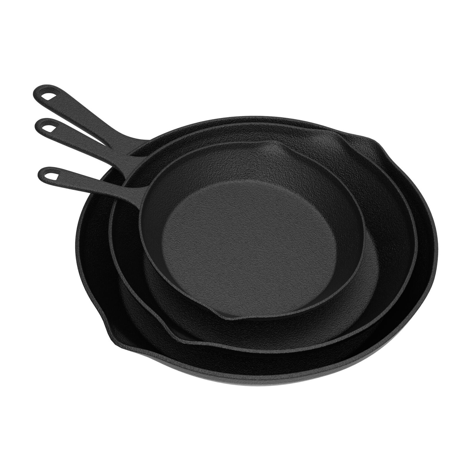 Frying Pans-Set of 3 Cast Iron Pre-Seasoned Nonstick Skillets in 10”, 8”, 6”,New