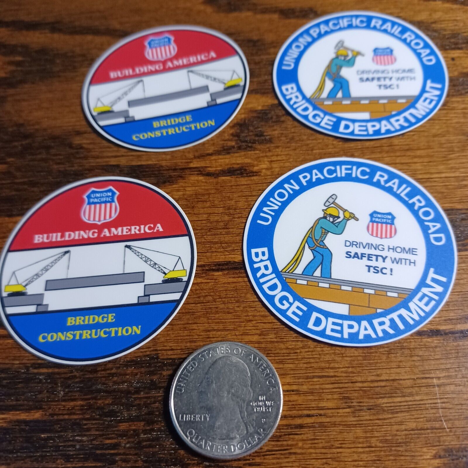 (2 Sets of 2) Union Pacific Bridge Series laminated die-cut vinyl stickers