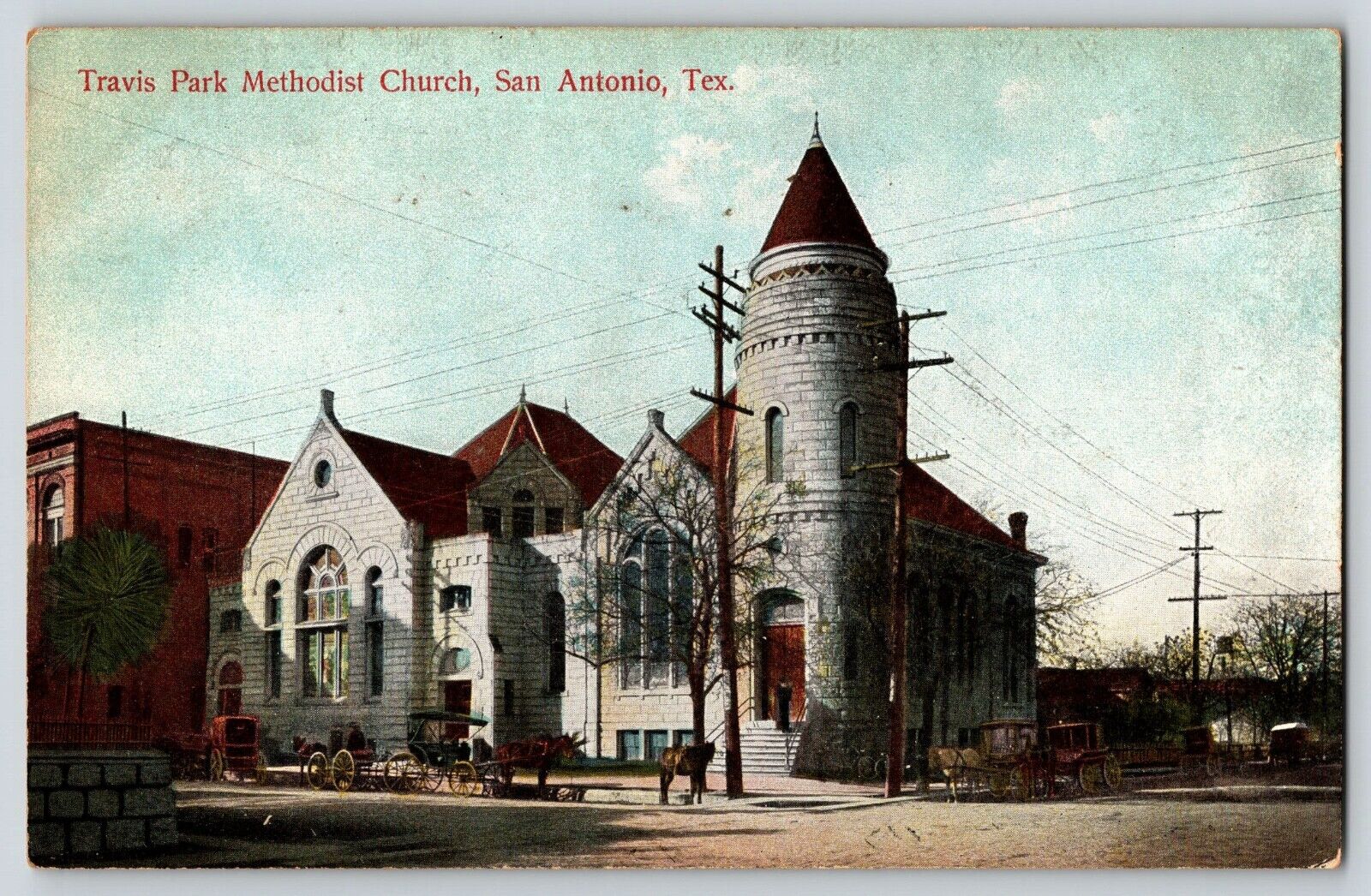 Postcard Travis Park Methodist Church - San Antonio Texas