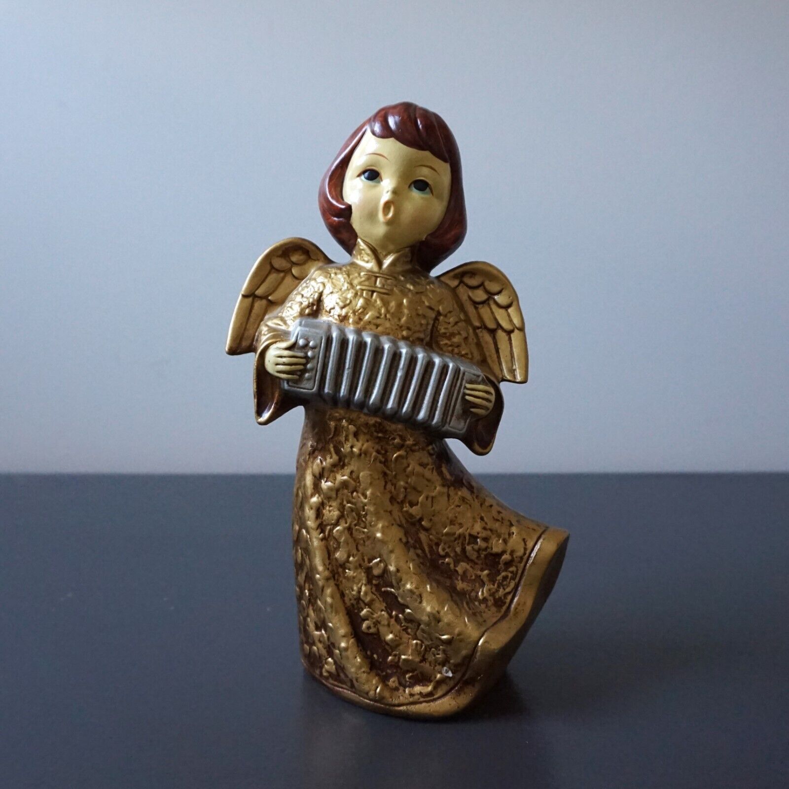Vintage Paper Mache Angel Figure Music Instrument Singing Japan? READ