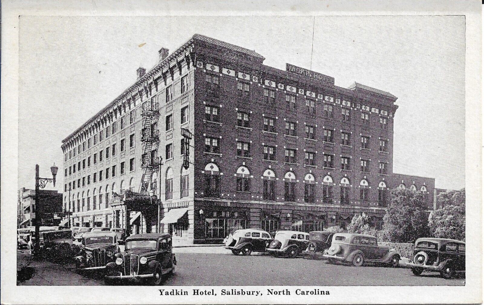 Yadkin Hotel Postcard Salisbury North Carolina 1944 Travel Graycraft Posted