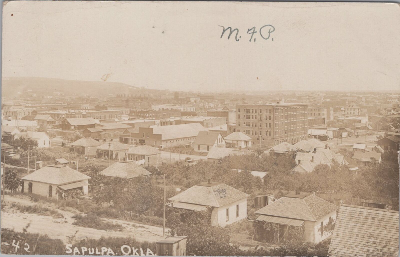 Sapulpa, Oklahoma Bird\'s Eye View 1909 RPPC Photo K.City RPO PM Postcard