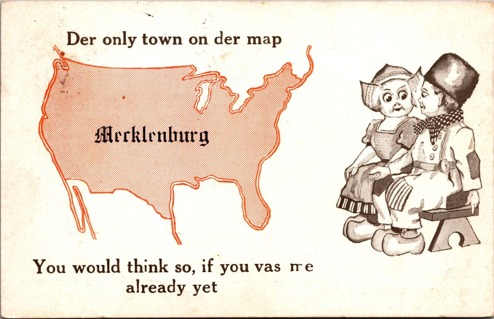 Postcard Mecklenburg New York - Der Only One Town on Der Map - Pmrk 1913