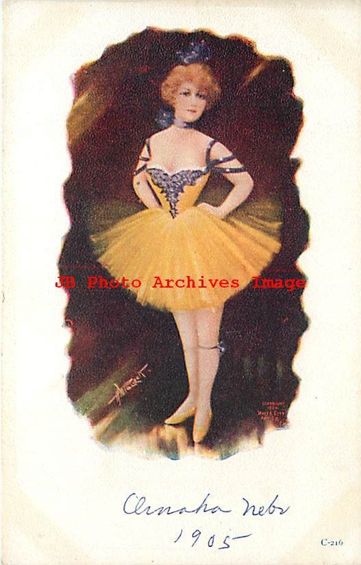 HM Pollock, White City Art No C-216, Ballarina Dancer in Yellow Dress