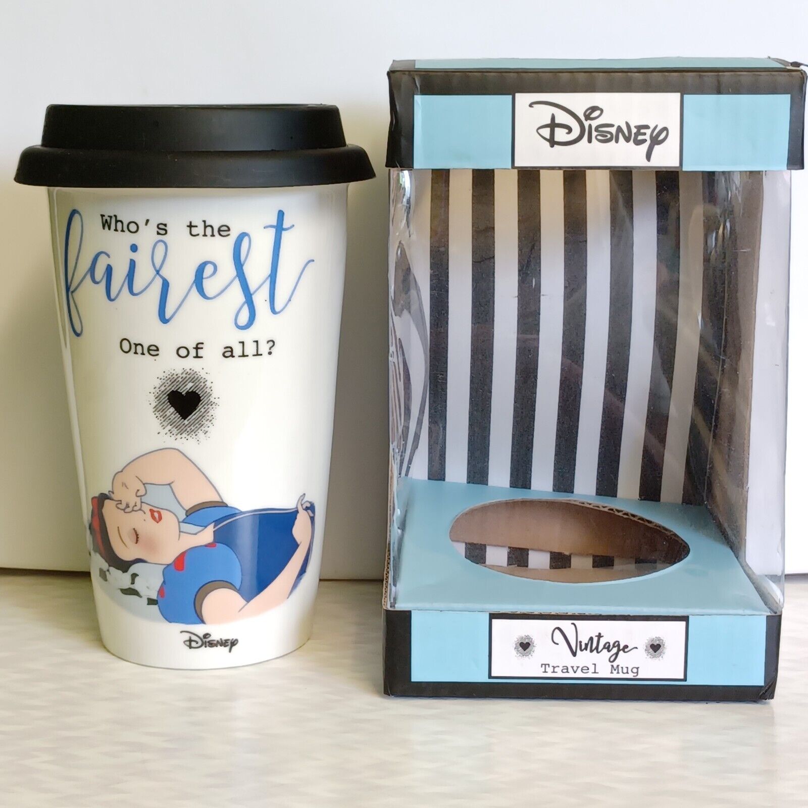 Vintage Snow White Disney Ceramic Travel Mug With Lid