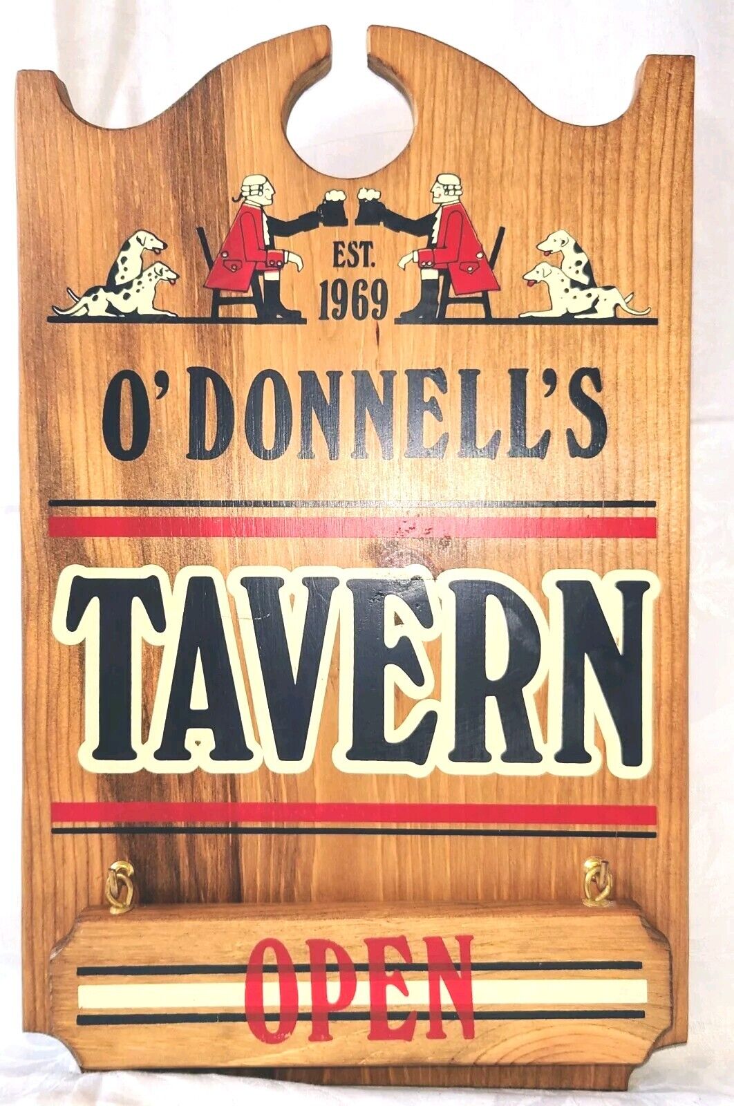 Vtg O Donelle's Tavern Sign-Open/Closed Est 1969- Oak Wood -Hand Painted -Vgood
