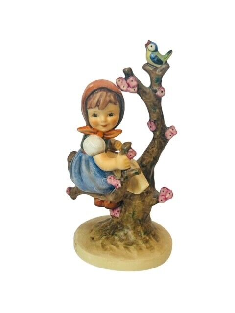Goebel Hummel Figurine 141 Apple Tree Girl West Germany vtg antique Signed Bird