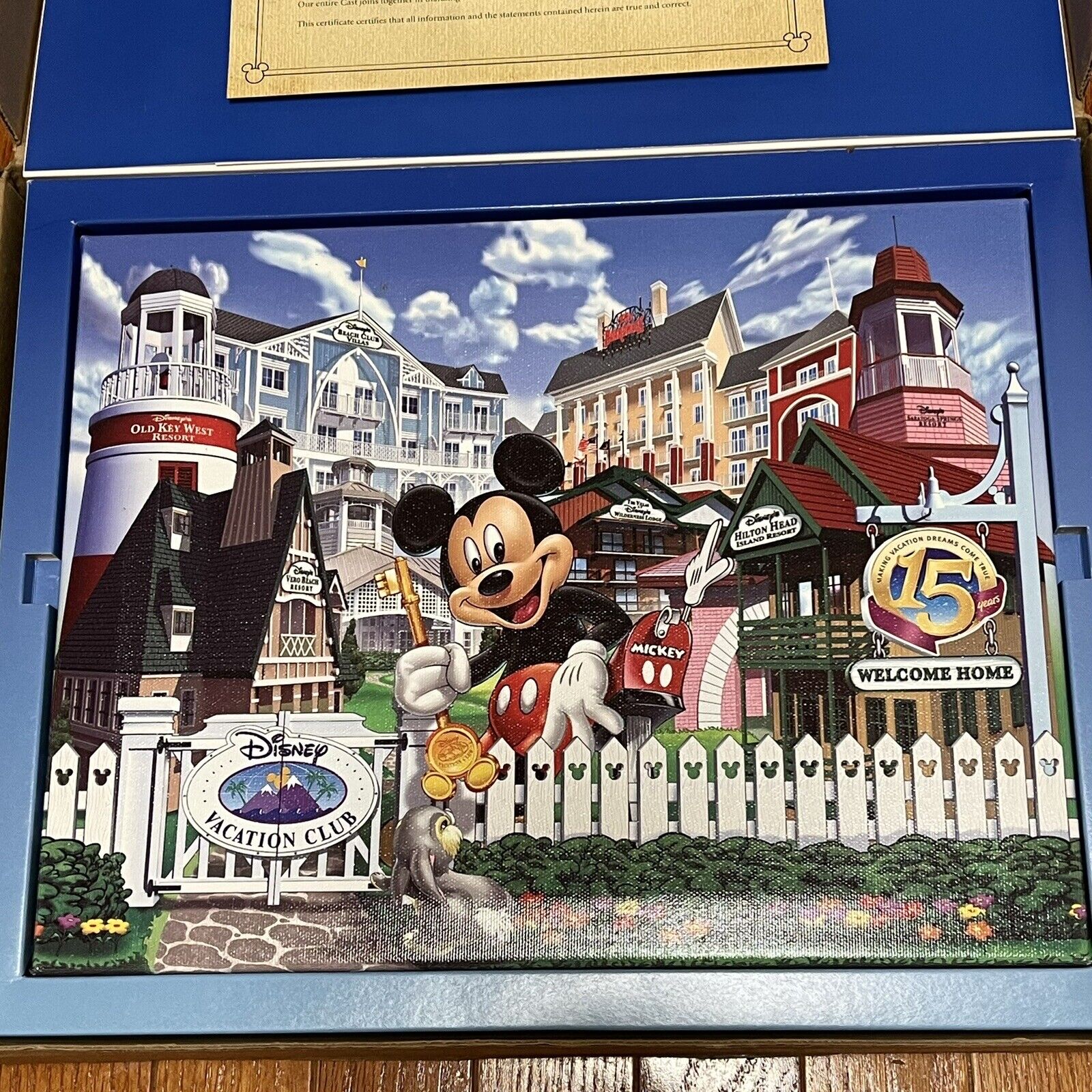 Disney Giclée Canvas Art Print Vacation Club 15th Anniversary Mickey Mouse w/COA