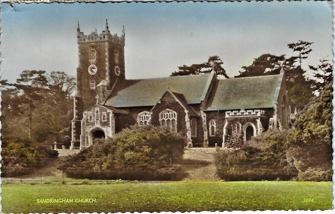 Postcard RPPC Sandringham Church Exterior Norfork England UK