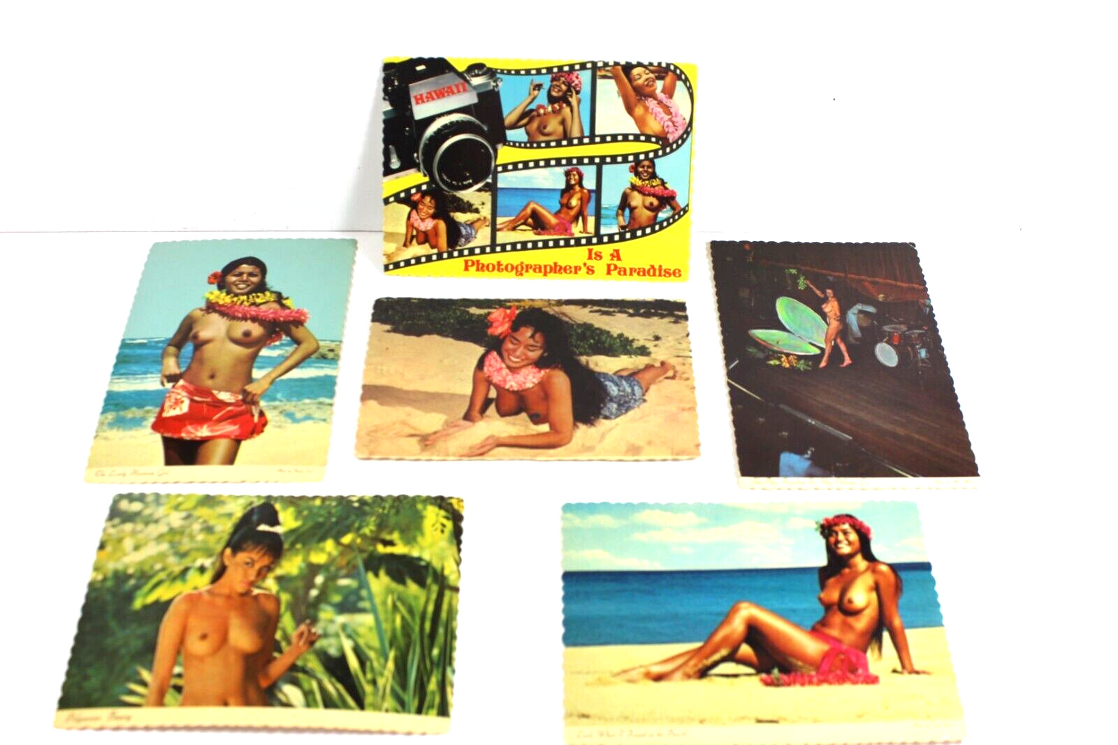 1970s Hawaiian Topless Girl Postcards 🌟 Polynesian Hawaii Hula Woman Pin Up SET