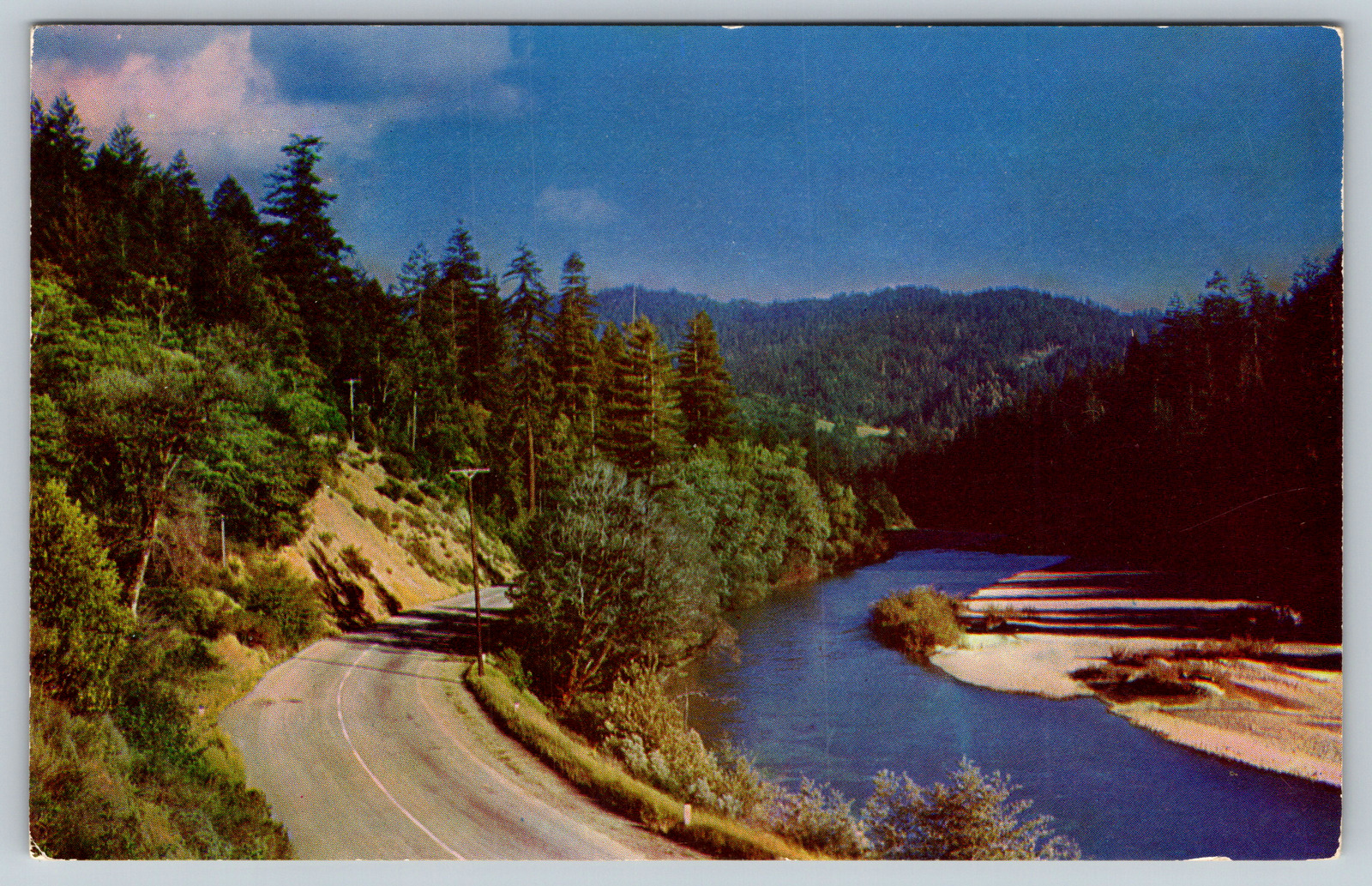c1960s Cuve in Road Hillside Clear Cut Margaret L. Farrand Vintage Postcard
