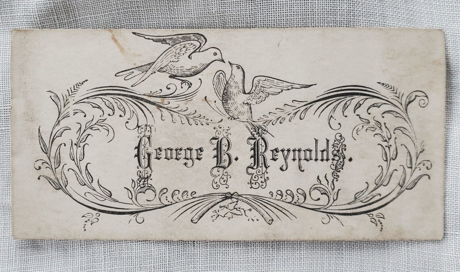 Antique Ornate Victorian Calling Card w/ Doves - George B. Reynolds